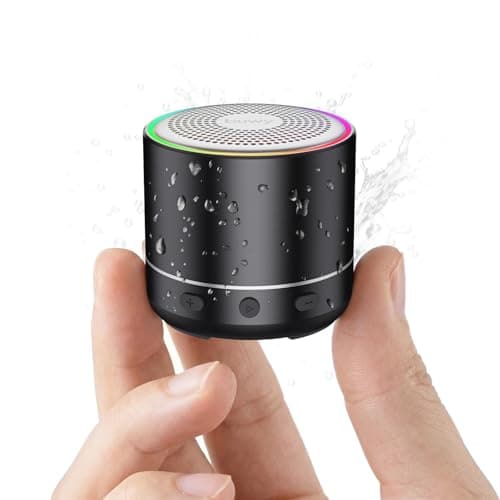 Mini Bluetooth Speaker, 2026 Ultra-Light Mini Bluetooth Speaker, IP7 Waterproof Brief Design, Small Shower Travel Speaker for Outdoor, 8H Playtime, Perfect for Backpacking, Bike, Beach & Gift Black