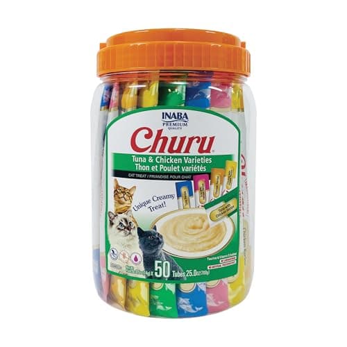 [SnS, AC] $19.79* | 50-Count 0.5-Oz INABA Churu Cat Treat Puree Tubes (Tuna & Chicken Variety) at Amazon