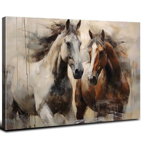 Vintage Horse Decor Western Horse Running Pictures Wall Decor for Bedroom Rustic Farmhouse Animal Painting Poster Nature Wildlife Landscape Canvas Artwork for Living Room Office Home Decoration 12x16"