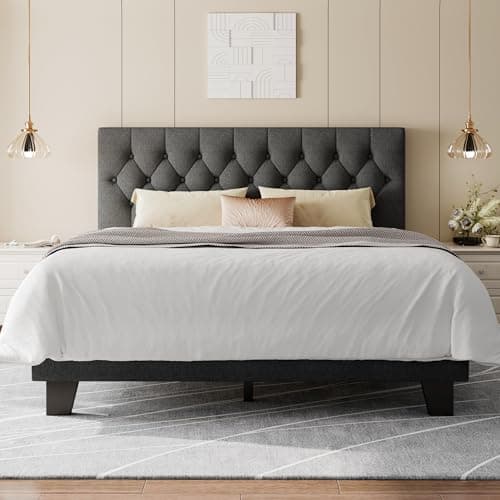 Feonase Full Size Platform Bed...ssembly, Noise-Free, Dark Grey