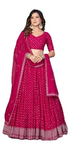Shriva Fashion Women's ready-to-wear lehenga choli set for traditional wedding Navratri with embroidery (0286) (Pink, 42)