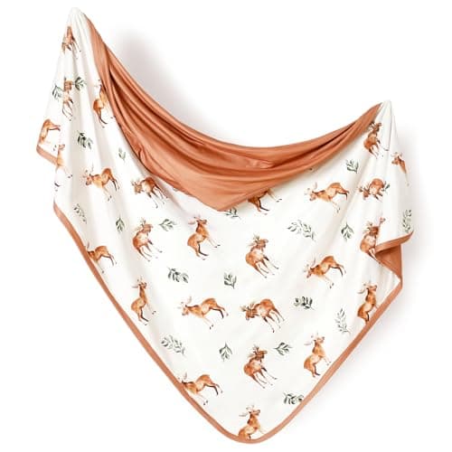GRSSDER Baby Blankets Super Soft Jersey Knit Swaddle Blanket for Baby Girls and Boys, Double Layer Receiving Blankets 34 x 44 Inches, Extra Large for Baby Swaddling, Elk