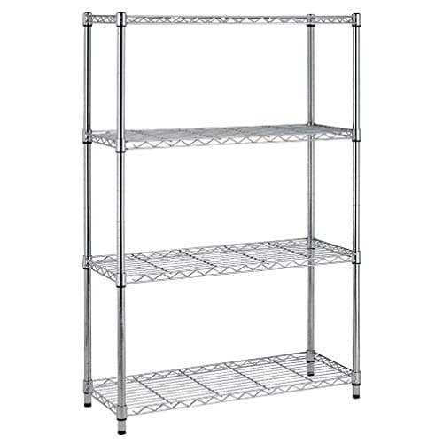 $34.83* | BestOffice 4-Shelf Heavy-Duty Metal Wire Storage Rack in Chrome (54"x36"x14") at Amazon