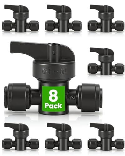 Landtouch Drip System Parts, Quick Connect 1/4" Shutoff Valve Fittings for Garden & Farm Irrigation Systems, Set of 36