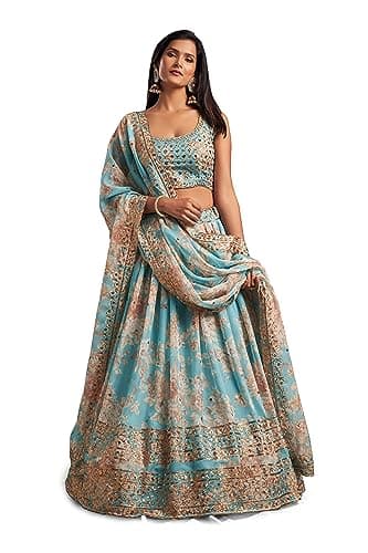 Chitram Women's Ready to Wear Indian Lehenga Choli Set | Embroidered Bridal Wedding Outfit with Dupatta | Traditional Ethnic Wear for Party & Festival