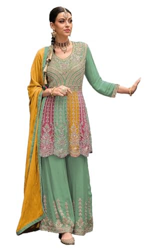STELLACOUTURE Eid festival salwar kameez ready to wear suit indian pakistani style party embroidered for women 2704-O (Pista, 38)