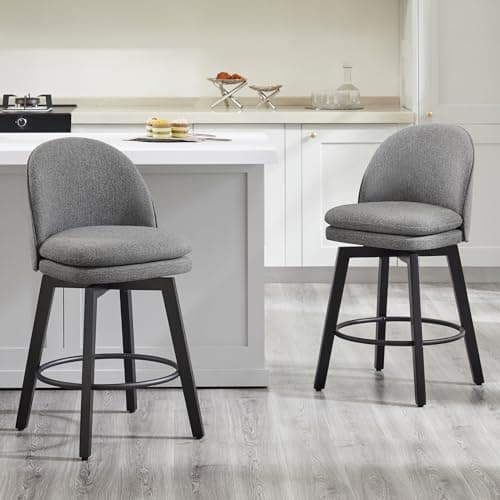 Counter Height Barstools 26 in... of 2,Dark Grey Fabric-Armless