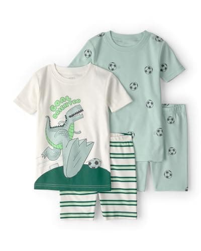 Carter's Boy 4-Piece Tight Fit Cotton Pajama Set, Green, 2T