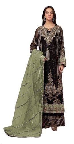 STELLACOUTURE Eid festival Indian Salwar Kameez Pakistani suit ready to wear embroidered plus size for women 1111-O (Pista, 42)