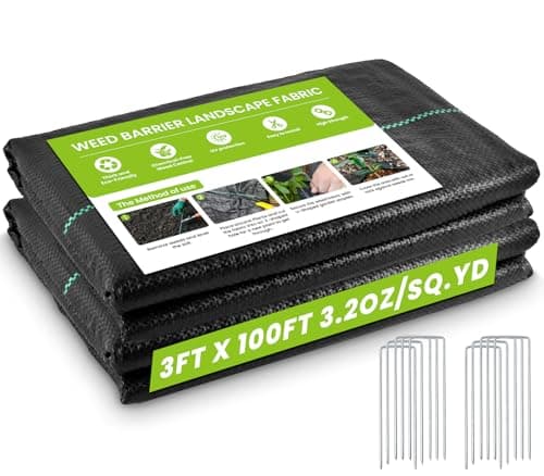 3x100FT Weed Barrier Landscape Fabric Heavy Duty(2 Pack 3x50FT), 3.2oz Garden Weed Block Ground Cover Mat, Garden Cloth Woven Geotextile Fabric for Landscaping,French Drains,Driveway,Gravel,Greenhouse