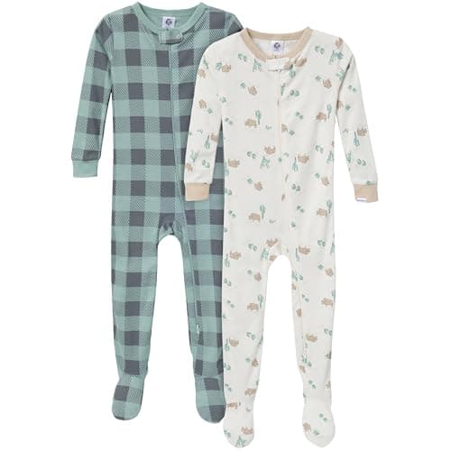 Gerber Baby-Boys 2-Pack Footed Pajamas, Desert Animals, 12 Months