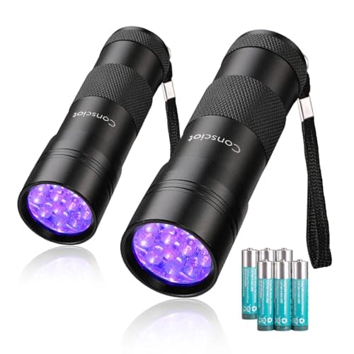 2 Pack Consciot UV Flashlight Black Light, Consciot 12 LED 395nm Ultraviolet(3 AAA batteries Included) $6.59 + Free S&H w/ Prime or $35+