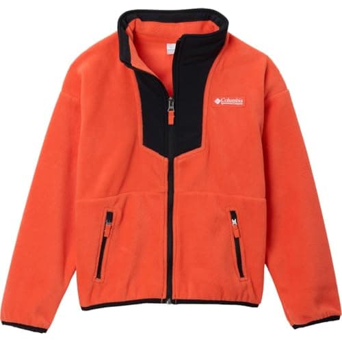 Columbia Youth Sequoia Grove Full Zip Fleece Jacket, Zing/Black, X-Large