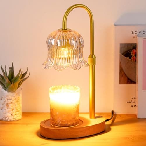 CRMILL Candle Warmer Lamp Electric Timer - Candles Warming Light Height Adjustable Dimmable Warmers Flower Lamps No Flame Heat Warm Melt Wax Jar Modern Home Decor Table Lights for Home Living Bedroom