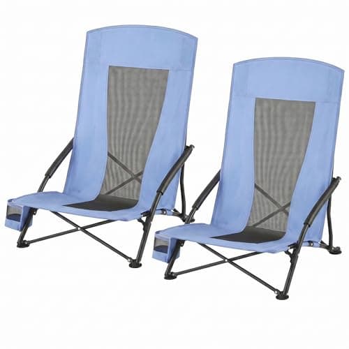 SONGMICS HOME Portable Beach C...o 330 lb, Set of 2, Light Blue