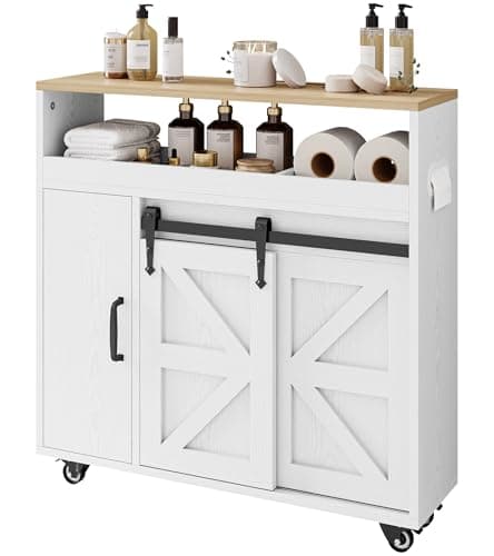 IRONCK Toilet Paper Cabinet, S...for Small Space, White/Natural