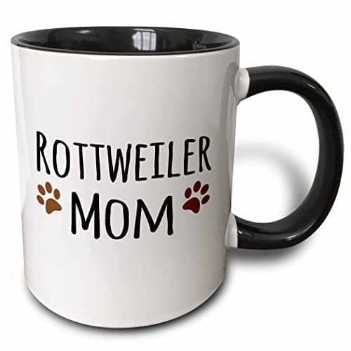3dRose Rottweiler Dog Mom - Do...a love 11oz Two-Tone Black Mug
