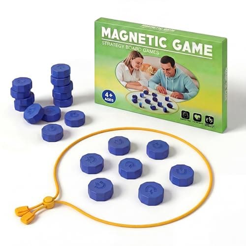 Kiyuycy Magnetic Chess Game Set Strategy Game 20 Large Sturdy Magnetic Pieces,Game with String,for Gatherings,Travel，Camping. 2-4 Players. Strategy Game Blue