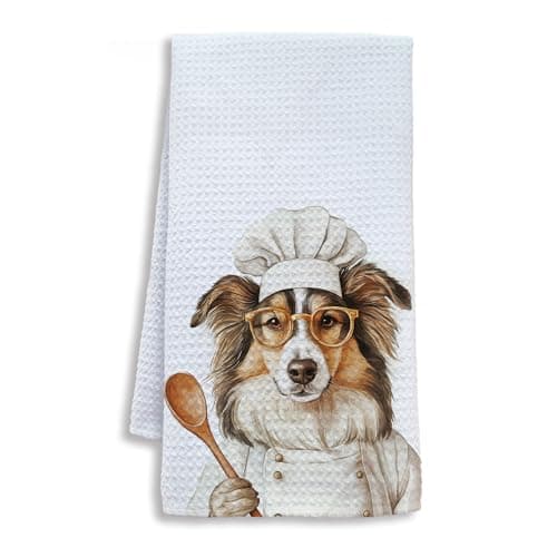 Shrago Funny Collie Dog Kitchen Towels, Collie Gifts for Women Dish Tea Towels for Kitchen, Dog Lovers Mom Dad Owner Gifts Decorative Hand Towels, 16x24 Inch