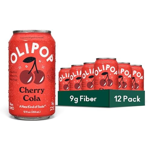 OLIPOP Prebiotic Soda Pop, Che...Free, GMO Free, 12oz (12-Cans)