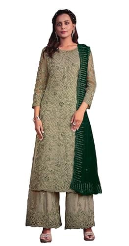 STELLACOUTURE Eid festival salwar kameez ready to wear suit indian pakistani style party embroidered for women 2734-O (Green, 48)