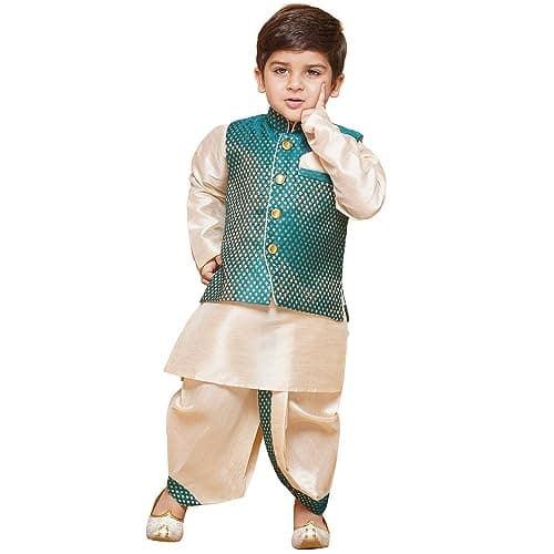 AJ DEZINES Indian Traditional Dhoti Kurta Dress For Boys|Indian Baby Boy Outfit|Dhoti Set For Kids|Ethnic & Festive Wear-GRN0