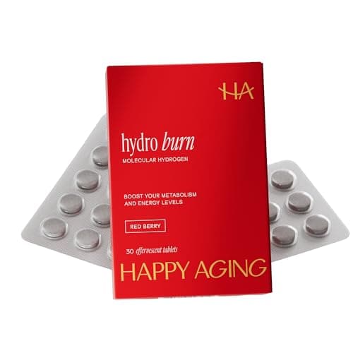 Happy Aging Hydro Burn H2 Molecular Hydrogen Water Tablets|Clean Energy & Metabolic Support| Molecular Hydrogen with Magnesium| Fast-Dissolving, Keto Antioxidant|30 Red Berry Tablets