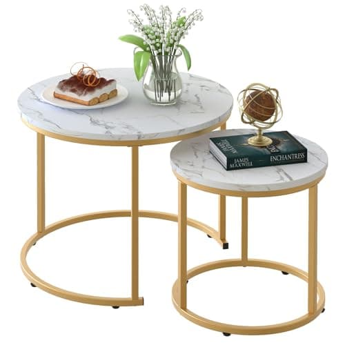 aboxoo Coffee Table Nesting White Set of 2 - $43.42