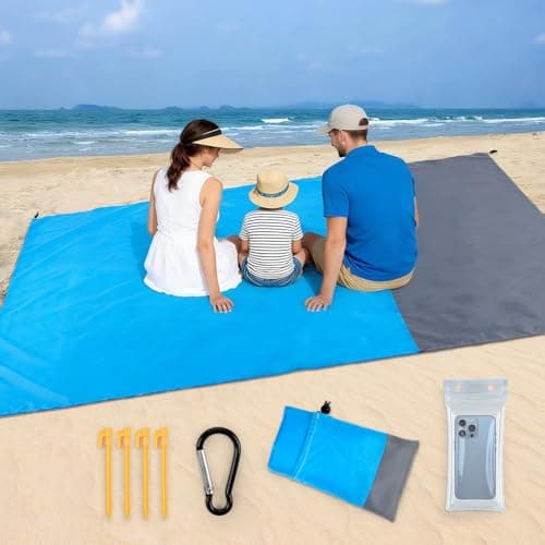FrutPunch Beach Blanket Waterproof Sandproof, Oversized 79 '' × 83 '' Large Beach Blanket Sandproof, Lightweight Durable Compact Beach Mat for Travel, Camping