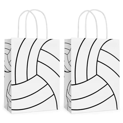 Hxezoc 12 Pieces Volleyball Gift Bags with Handle, Paper Treat Candy Bag Sport Favor Bags for Volleyball Theme Birthday Party Decoration Supplies