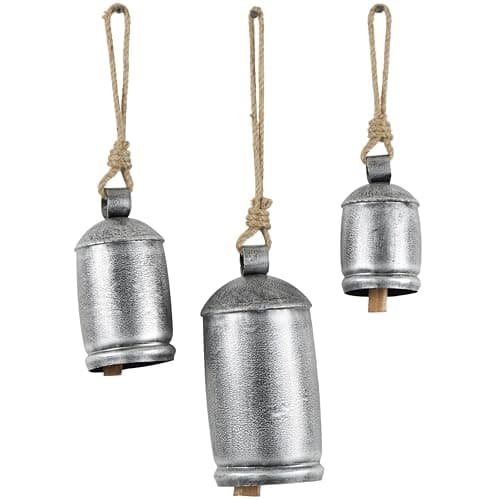 Deco 79 Metal Indoor Outdoor D... Cow Bell 10", 7", 5"H, Silver