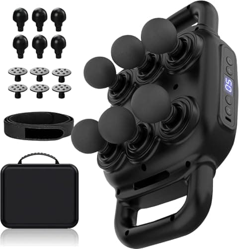 UFFAE Six Head Massage Gun, 50 Intensity Levels & 9 Massage Modes, Equipped with 3 Different Massage Heads, Massage Gun with Adjustable Belt Ideal Gifts for Women, Men, Mom, and Dad