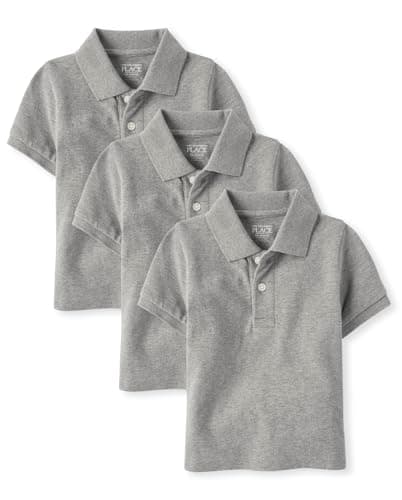 The Children's Place Baby Boy's Multipack Short Sleeve Pique Polos, Smoke 3-Pack