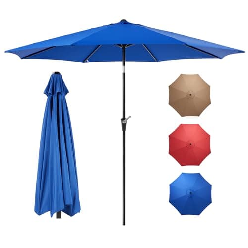 OLIXIS 9ft Patio Umbrella with...h and Outdoor Restaurant, Blue