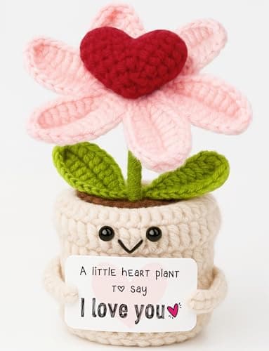Gifts for Him Her Boyfriend Girlfriend - Crochet Flower with I Love You Message - Valentines , Engagement, Anniversary Wedding Birthday Gift for Wife, Husband, Couple, Fiancee-Father's Day Present