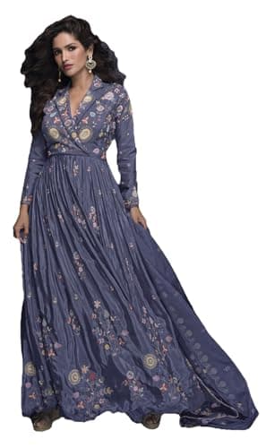 STELLACOUTURE indian ready to wear salwar kameez embroidered pakistani suit eid festival wedding party for women 2925-O (Purple, 40)