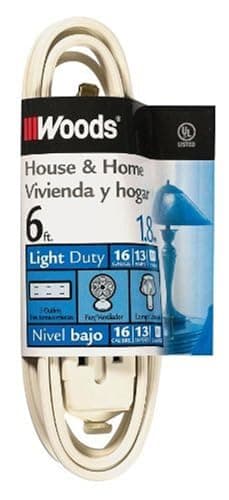 Woods 6-Foot 16-Gauge Light Duty Extension Cord for $4 + free shipping w/ Prime