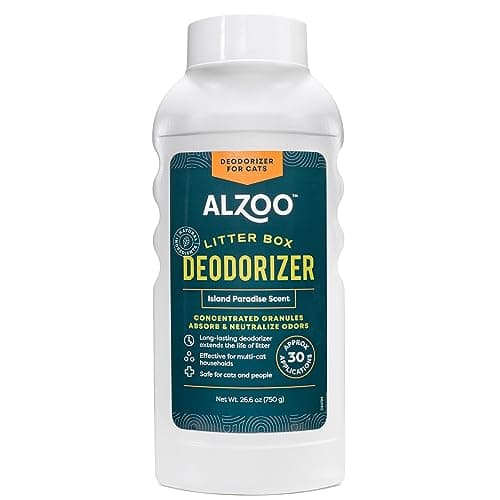 ALZOO Cat Litter Deodorizer, Concentrated Granules Absorb & Help Neutralize Odors, 100% Plant-Based Active Ingredients, Up To 30 Uses, Island Paradise Scent, 26.6 Oz.