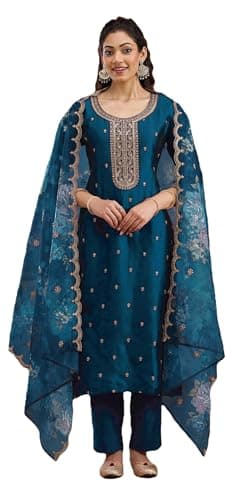 Shriva Fashion Indian Pakistani Ready to wear salwar kameez with embroidery work eid wedding party for women (2927) (Turquoise, 56)