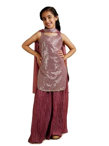 AJ DEZINES Girls Indian Ethnic Wear Salwar Kameez For Kids|Girls Punjabi Suit|Kids Kurta Sharara Set|Indian Dress|Pink-34
