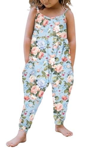 Vieille Toddler Girls Summer Jumpsuit 2T 3T Kids One Piece Spring Outfits Cute Floral Romper Harem Pants with Pockets