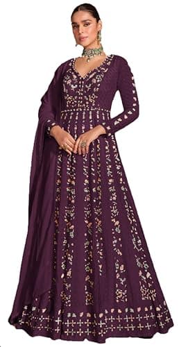 Shriva Fashion Indian Pakistani ready to wear anarkali gown for Events/Party/Festivals and ocassions for women (2858) (Purple, 40)