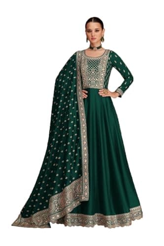 STELLACOUTURE indian ready to wear salwar kameez Eid Festival full length Plus Size Gown Shalwar suit for women 2788-O (Green, 44)