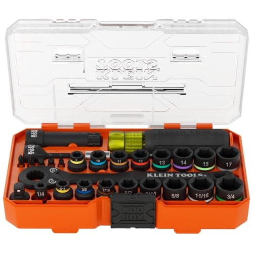 28-Pc Klein Tools KNECT Essential Pass Through SAE Metric Impact Socket Set $65 + Free S&H