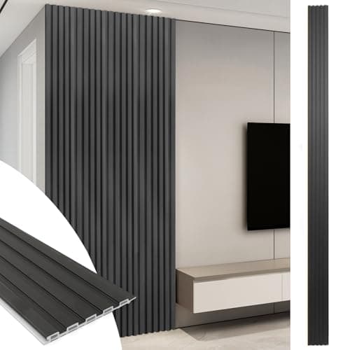 Art3d WPC Slat Wall Panels, 8-...r, Living Room, Bedroom, Black