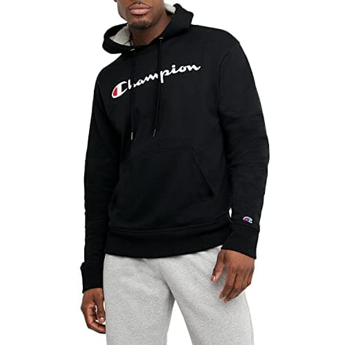 Champion Men's Pullover Fleece Hoodie, Standard Fit, Midweight, Tonal Logo, Available in Regular and Big & Tall, Black - Tonal Script Logo, 3X-Large