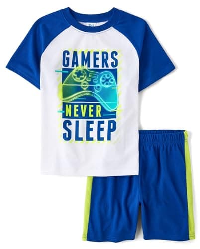The Children's Place,Boys,Short Sleeve 2 Piece Pajama Set,Gamers Never Sleep,Small