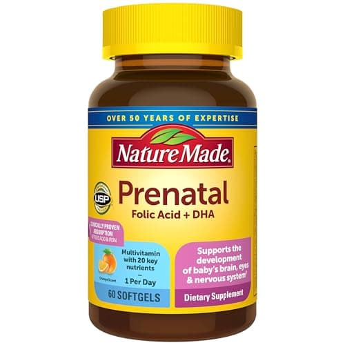 Nature Made Prenatal Vitamins for Women with Folic Acid + DHA, 60 Softgels