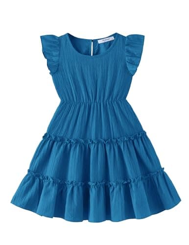 Arshiner Toddler Dress Dark Blue Ruffle Sleeveless Tiered Swing Twirly Dresses Cute Summer Beach Sundress 18-24 Months