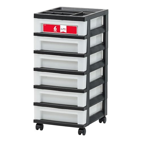 IRIS USA Craft Plastic Organiz...l Parts, 6 Drawer, Black/Pearl